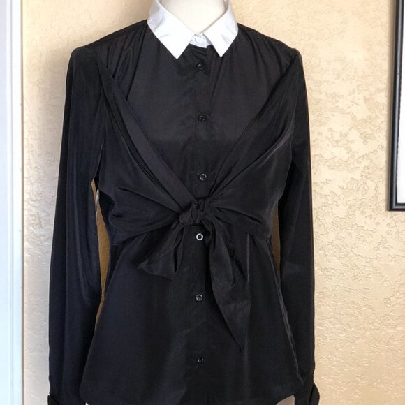 Nasty Gal Back in Black Tie  shirt  S - Picture 4 of 13